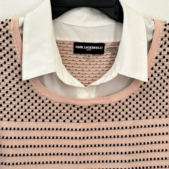 LIKE NEW! KARL LAGERFELD WOMANS TWOFER PULLOVER KNIT SWEATER BEAUTIFUL & CLASSIC - Picture 5 of 13